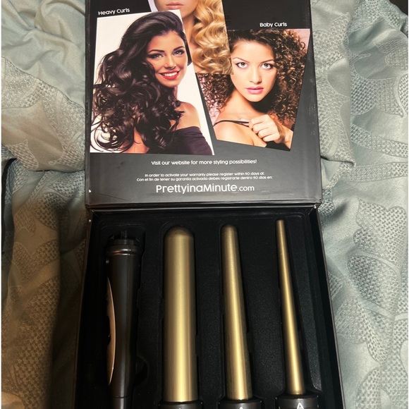 Pretty In A Minute 3 in 1 Professional Hair Wand Curler Ceramic Titanium- NEW